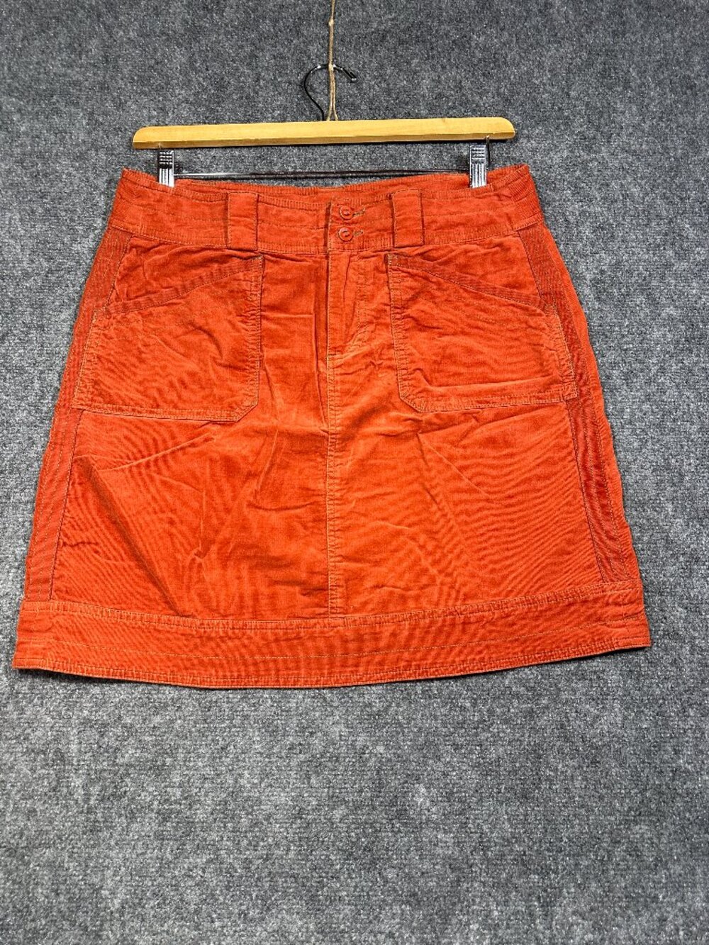 Sahalie Skirt Womens 8 Orange Corduroy Cotton Stretch Pencil Zip Fly Pockets